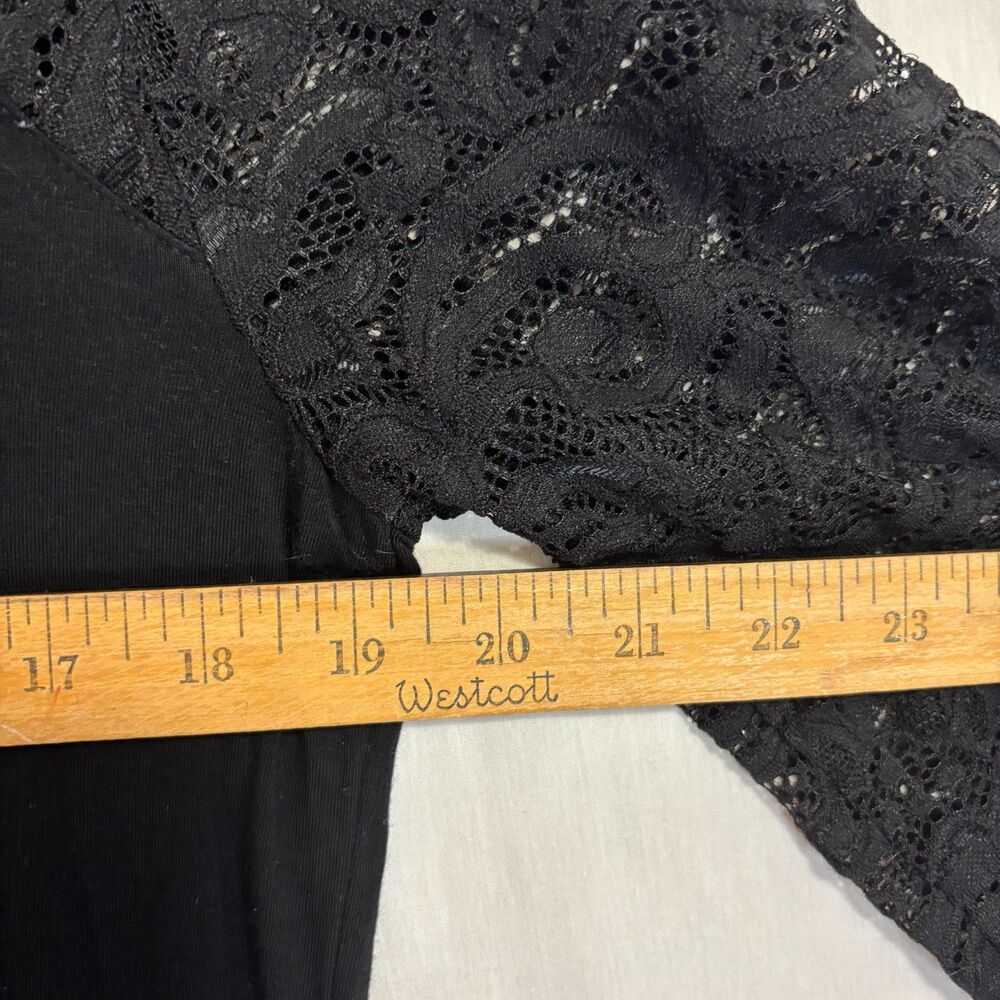 Belldini Women's Top Black Lace Sleeves Whimsigoth Romantic Feminine‎ Y2K Sz L - Picture 4 of 8